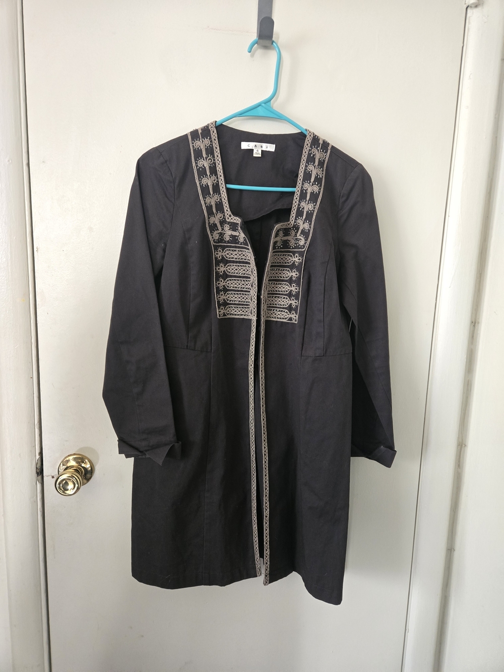 CAbi Dark Gray Beaded Embroidery Coat